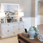 Colonial Wall Linings - Lounge Room and Hallway with featured VJ Wall Panelling, VJ Sheets, VJ Sheeting, VJ Lining, VJ Panels, VJ Board - Timber Moldings - MDF Moldings - Dado Rail, Belt Rail and Bevel Skirting