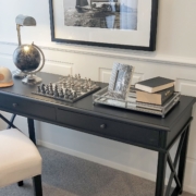 Colonial Wall Linings - Home Office with Wainscoting Wall Panels featuring Timber Mouldings - MDF Mouldings - Dado Rail, Belt Rail, Skirt, Skirts, Skirting, Architrave, Architraves